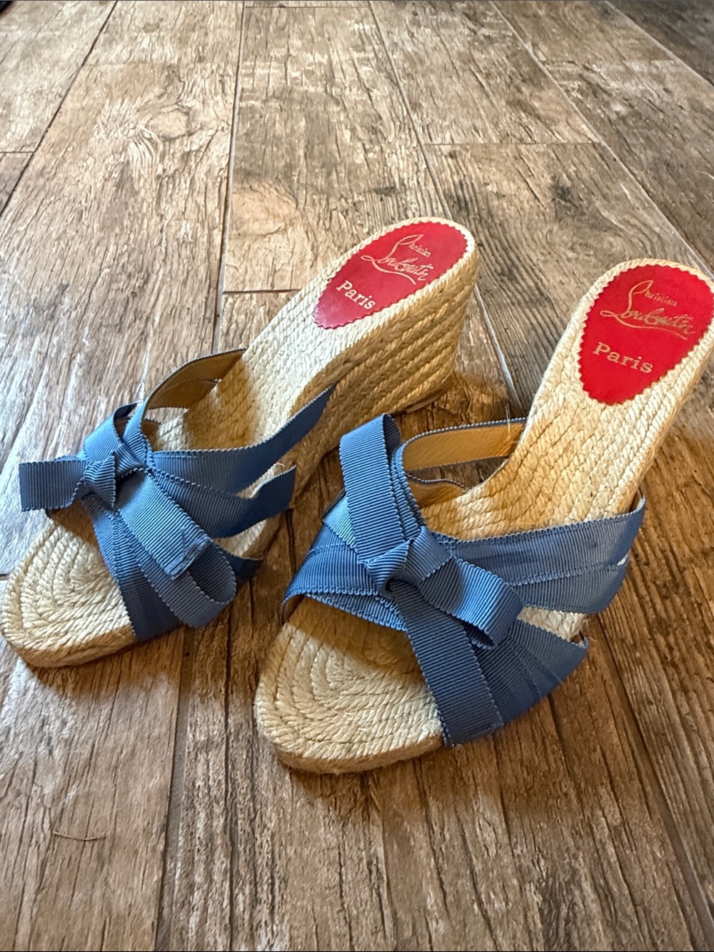 Christian Louboutin Espadrille Ribbon Wedges blue 39